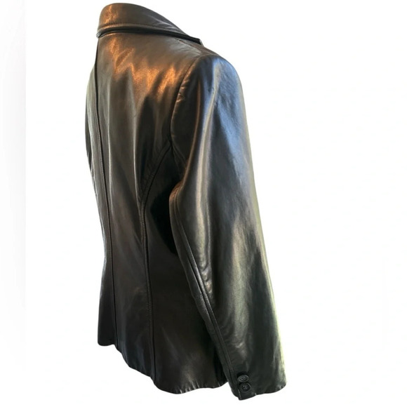 Preston & York Vintage Black Lamb Skin Leather Blazer Suit Jacket Coat MP - Picture 5 of 14